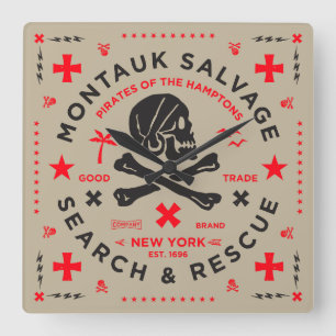 Montauk Salvage Co. Militaire stijl Muur Clack Vierkante Klok