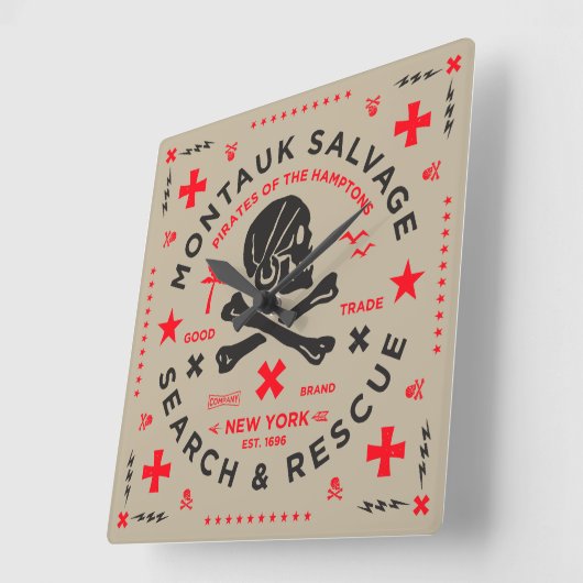 Montauk Salvage Co. Militaire stijl Muur Clack Vierkante Klok (Hoek)