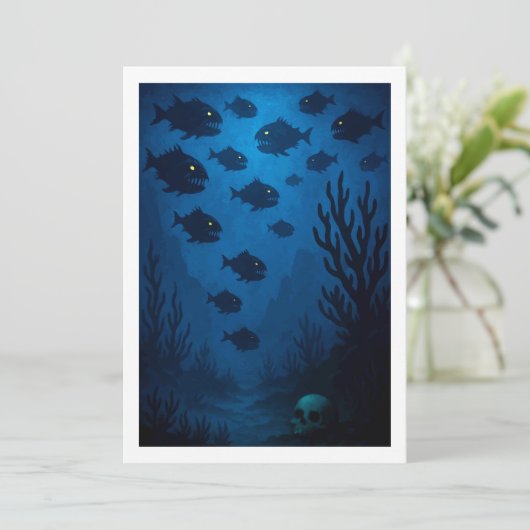 Montauk Salvage Co. Piranha Card 5x7 Save The Date (Staand voorkant)