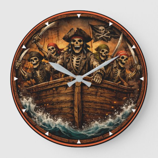 Montauk Salvage Co Pirate Clock Grote Klok (Voorkant)