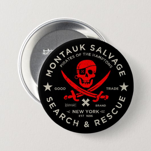 Montauk Salvage Co. Red Pirate Button (Voorkant /achterkant)