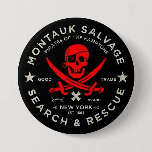 Montauk Salvage Co. Red Pirate Button (Voorkant)
