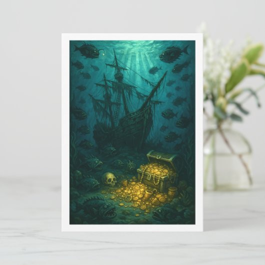 Montauk Salvage Co. Shipwreck Card 5x7 Save The Date (Staand voorkant)