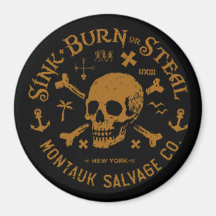 Montauk Salvage Co / Sink, Burn Or Steel Knop Magneet