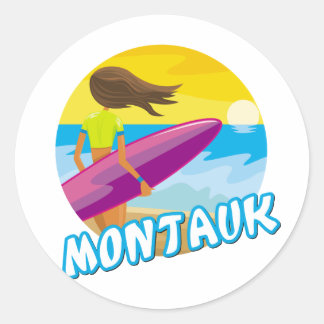Montauk Surfing Ronde Sticker