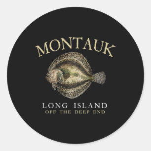 Montauk uit de Deep End Fluke Flounder Gevist op Ronde Sticker