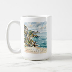 Montauk Vuurtoren Watercolorschildering Strandtafe Koffiemok
