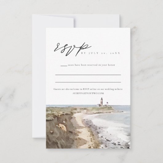 MONTAUK Waterverf in New York Kustlijn RSVP-kaart Kaart (Voorkant)