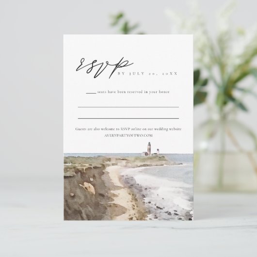 MONTAUK Waterverf in New York Kustlijn RSVP-kaart Kaart (Staand voorkant)