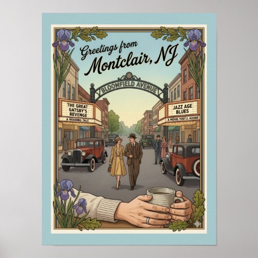 Montclair NJ Bloomfield Avenue Antiek Poster (Voorkant)