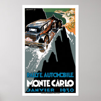 Monte Carlo 1930 Automobile Vintage en Art Poster