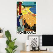 Monte-Carlo Art Deco Tennis Poster (Thuiskantoor)