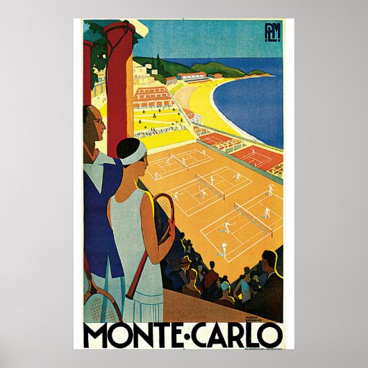 Monte-Carlo Art Deco Tennis Poster (Voorkant)