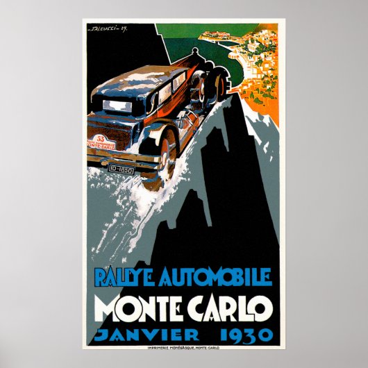 Monte Carlo Auto Rally ~  Automobile Ad Poster (Voorkant)