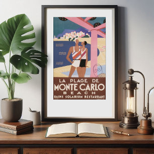  Monte Carlo Beach Travel Poster
