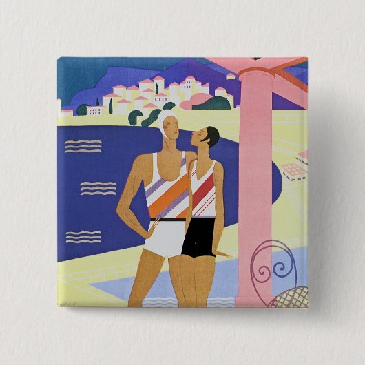 Monte Carlo Beach Vierkante Button 5,1 Cm (Voorkant)