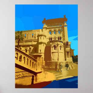 Monte Carlo Casino in Retro Bohemiaanse stijl Poster