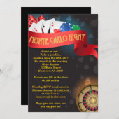 MONTE CARLO CASINO NIGHT Fund Invitation Kaart (Voorkant / Achterkant)