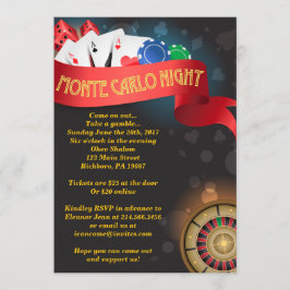 MONTE CARLO CASINO NIGHT Fund Invitation Kaart