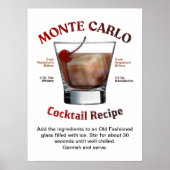 Monte Carlo Cocktail Recipe 18"X24" Poster (Voorkant)