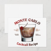 Monte Carlo Cocktail Recipe Art Briefkaart (Voorkant / Achterkant)