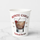 Monte Carlo Cocktail Recipe Art Papieren Bekers (Achterkant)