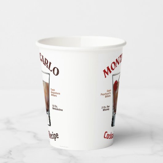 Monte Carlo Cocktail Recipe Art Papieren Bekers (Links)