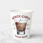 Monte Carlo Cocktail Recipe Art Papieren Bekers (Voorkant)