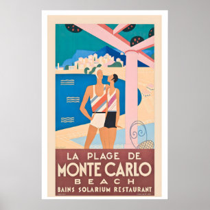 Monte Carlo Franse Riviera Monaco Vintage Reizen Poster