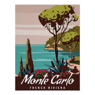 Monte Carlo Franse Rivièra Retro Poster