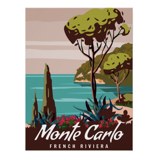 Monte Carlo Franse Rivièra Retro Poster (Voorkant)