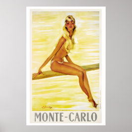 Monte Carlo Monaco Antieke Reisposter Poster