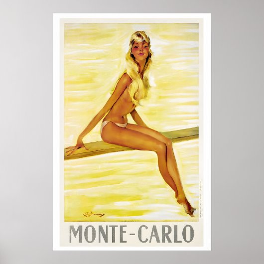 Monte Carlo Monaco Antieke Reisposter Poster (Voorkant)
