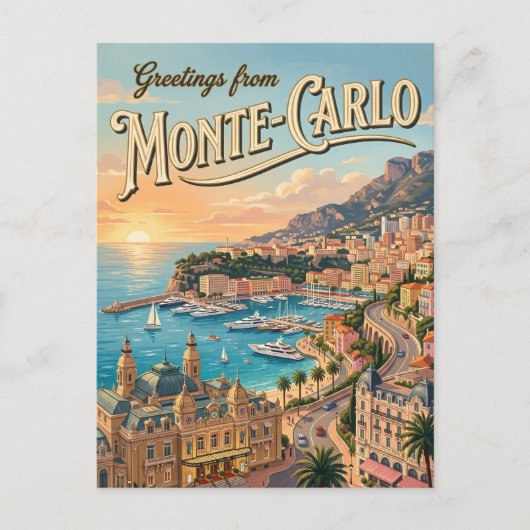 Monte Carlo Monaco Briefkaart (Voorkant)
