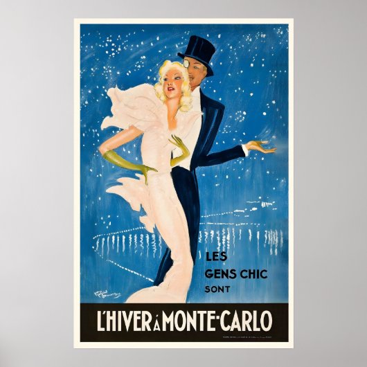 Monte Carlo Monaco Oude Reisposter Poster (Voorkant)