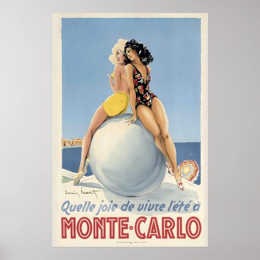Monte Carlo Monaco Oude Reisposter Poster (Voorkant)