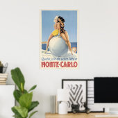 Monte Carlo Monaco Oude Reisposter Poster (Thuiskantoor)