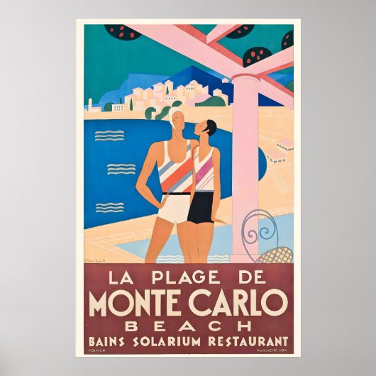 Monte Carlo Monaco Oude Reisposter Poster (Voorkant)