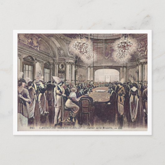 Monte Carlo Monaco Roulette Casino c1910s Briefkaart (Voorkant)