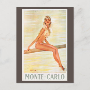 Monte-Carlo Monaco Vintage Reisposter Gerestaureer Briefkaart