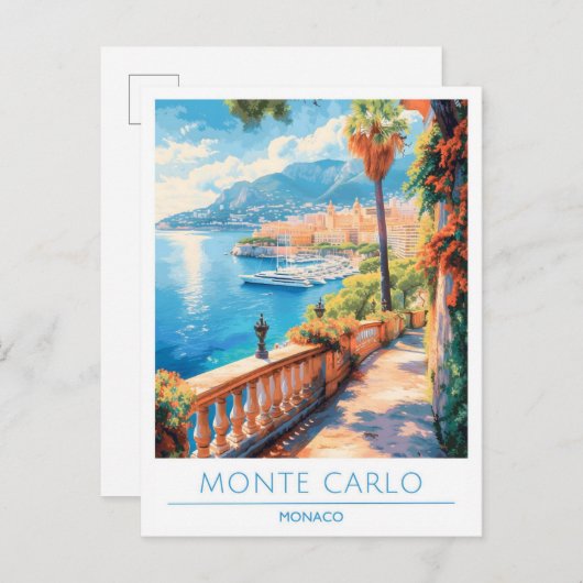 Monte Carlo Monaco Vintage Travel Briefkaart (Voorkant / Achterkant)