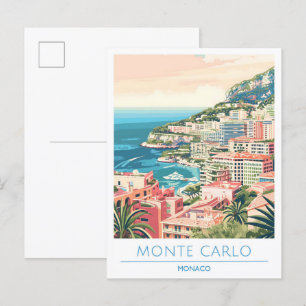 Monte Carlo Monaco Vintage Travel Briefkaart