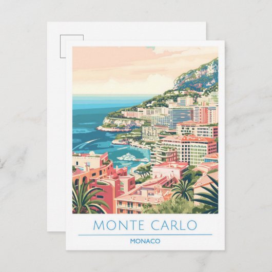 Monte Carlo Monaco Vintage Travel Briefkaart (Voorkant / Achterkant)