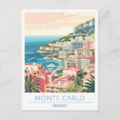 Monte Carlo Monaco Vintage Travel Briefkaart (Voorkant)