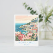 Monte Carlo Monaco Vintage Travel Briefkaart (Staand voorkant)