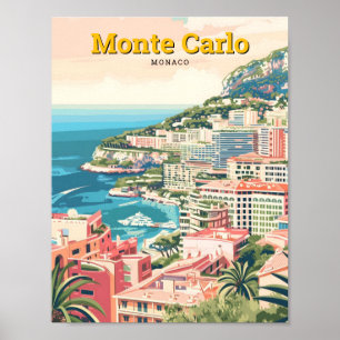 Monte Carlo Monaco Vintage Travel Poster