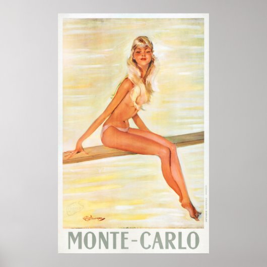 Monte-Carlo Monaco Vintage Travel Poster teruggeze (Voorkant)