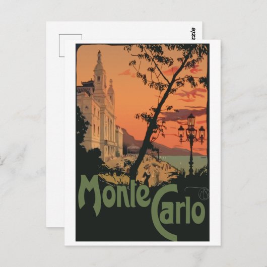 Monte Carlo op zonsondergang Briefkaart (Voorkant / Achterkant)