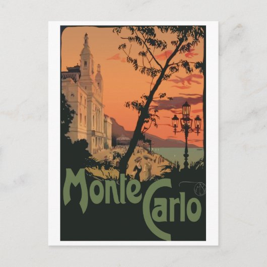 Monte Carlo op zonsondergang Briefkaart (Voorkant)