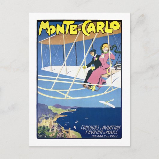Monte Carlo Oude Reisposter Gerestaureerd Briefkaart (Voorkant)